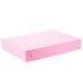 A pink Baker's Mark full sheet cake box with a folded corner.