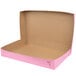 A pink cardboard box with a lid.