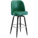 A Lancaster Table & Seating Pine Green Vinyl Bar Stool with black legs.