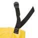 A Rubbermaid yellow caddy bag with a black handle and strap with a plastic buckle.