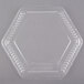 A Genpak clear hexagonal plastic lid with holes.