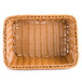 A honey colored plastic cascading basket with a square top.