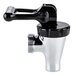 A close-up of a Bunn black and silver faucet assembly with a black handle.