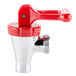 A Bunn faucet assembly with a red handle.