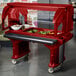 A red Cambro Versa food/salad bar on casters.