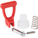A Bunn faucet repair kit with red plastic parts.