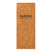 A brown rectangular Menu Solutions cork cover with black customizable text.