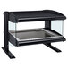 A black and silver rectangular Hatco heated display case with a glass door.