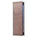 A brown rectangular Menu Solutions menu cover with a dark cork and blue cover.
