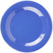 A Carlisle Ocean Blue melamine plate with a wide rim.