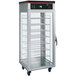A Hatco Flav-R-Savor pizza holding cabinet with glass doors and shelves.