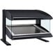A black rectangular Hatco countertop heated zone merchandiser with a glass shelf.
