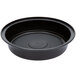 A black round plastic bowl with a lid.