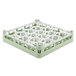 A close-up of a white and green Vollrath Signature Lemon Drop glass rack.