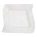 A CAC Miami white square porcelain soup plate with a curved edge.