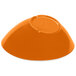 An orange slanted melamine bowl with a logo on it.
