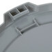 A Continental gray plastic lid with a small hole on a grey plastic container.
