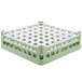 A white and green plastic Vollrath glass rack.