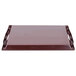 A mahogany brown rectangular plastic tray with handles.