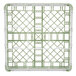 A white and green plastic Vollrath glass rack frame with grids.