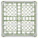 A white and green plastic Vollrath glass rack.