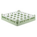 A white and green Vollrath Signature full-size glass rack with 25 compartments.