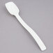A white polycarbonate salad bar spoon with a handle.