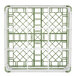 A white and green plastic Vollrath Signature glass rack frame with grids.
