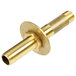 A T&S brass supply nipple with lock nut and washer on the end of a threaded pipe.