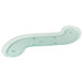 A clear polycarbonate S-shaped platter with a jade green tint and holes in it.