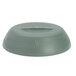 A green plastic low profile lid with a white circle.