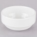 A close up of a Tuxton AlumaTux pearl white stackable bouillon bowl.