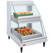 A white Hatco countertop display case with food on double shelves.
