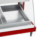 A red Hatco countertop display warmer with two shelves and humidity controls.