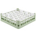 A Vollrath Signature light green glass rack with 30 compartments.