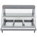 A grey Hatco countertop food warmer with glass shelves.