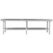 An Advance Tabco stainless steel table with undershelf legs.