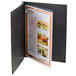 A Menu Solutions Chicago screw-post menu cover with a customizable menu inside.