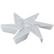 A silver metal star-shaped fan blade.