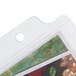 A close up of a clear Menu Solutions sheet protector.