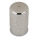 An American Metalcraft stainless steel salt shaker with a hammered finish.