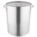 A large stainless steel Vollrath fryer pot with a lid.