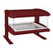 A red Hatco heated zone merchandiser with a clear glass top over a red shelf.