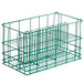 A green Microwire Catering Plate Rack with 20 compartments.