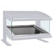 A white rectangular Hatco countertop warmer with a slanted glass shelf.