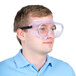 A man wearing Cordova Perforated General Purpose Safety Goggles with clear lenses.