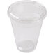 A clear plastic narrow parfait cup with a clear flat lid containing a clear plastic insert.