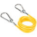 A yellow cable with metal hooks.