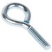 A silver metal hook with a screw.