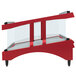 A red Hatco countertop display warmer with a clear glass shelf.
